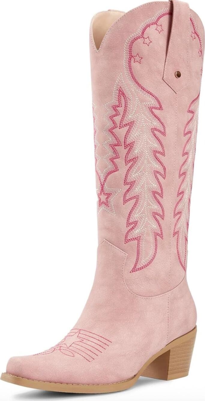 New WETKISS Womens Size 8.5 Pink Embroidered Cowboy Boots Western Cowgirl
